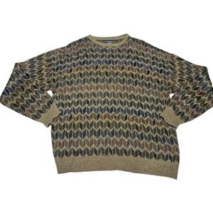 Vintage Serafini XXL Acrylic Knit Sweater Geometric Chevron Pattern Sopranos